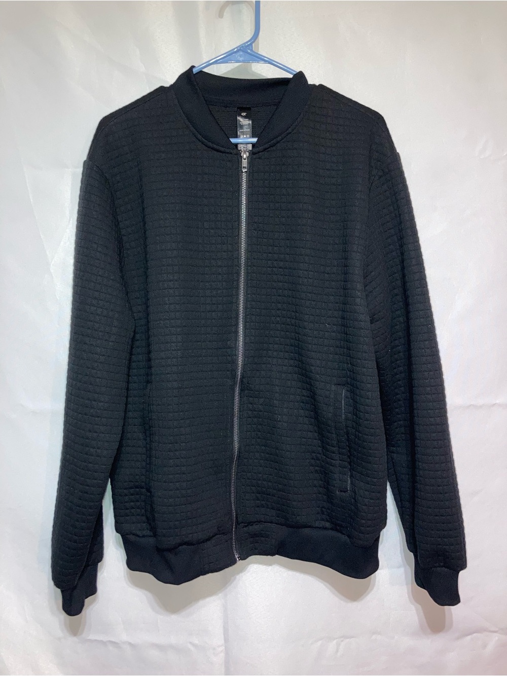 YuKaiChen Men's Black Quilted Zip-Up Sweater Jacket
